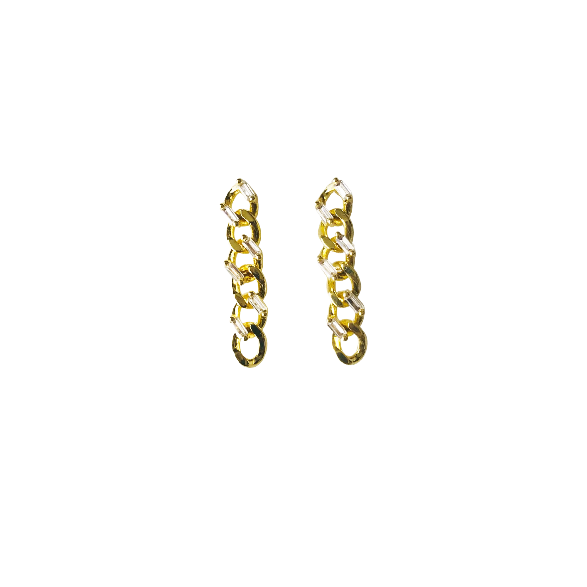 Crystal Curb Chain Earrings gold